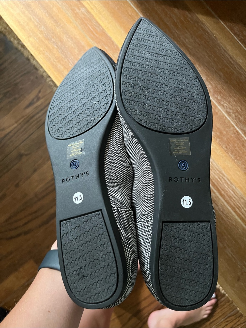 Rothy’s Black and Grey Pointed Knit Flats - Picture 4 of 5